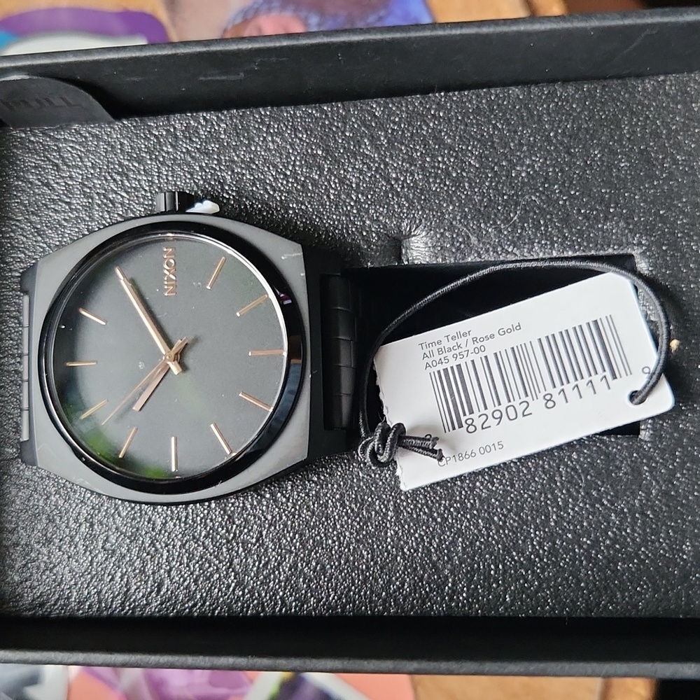 Nixon Matte black 21K rose gold watch in box